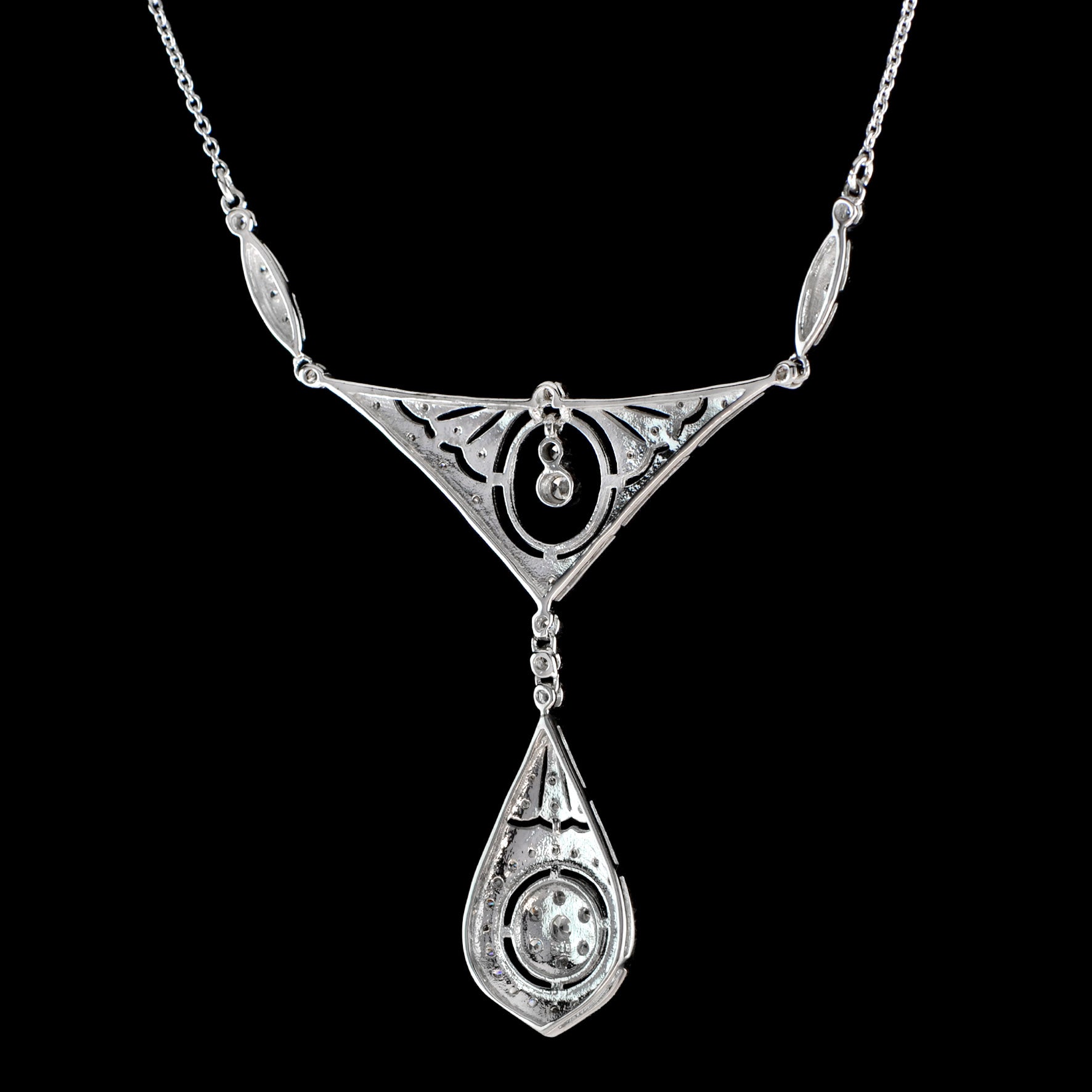 Diamond Cluster Drop Pendant Necklace in 18ct White Gold