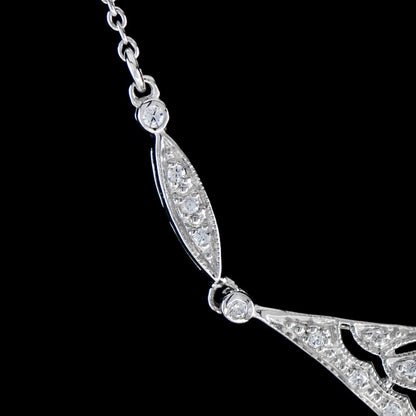 Diamond Cluster Drop Pendant Necklace in 18ct White Gold