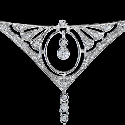 Diamond Cluster Drop Pendant Necklace in 18ct White Gold