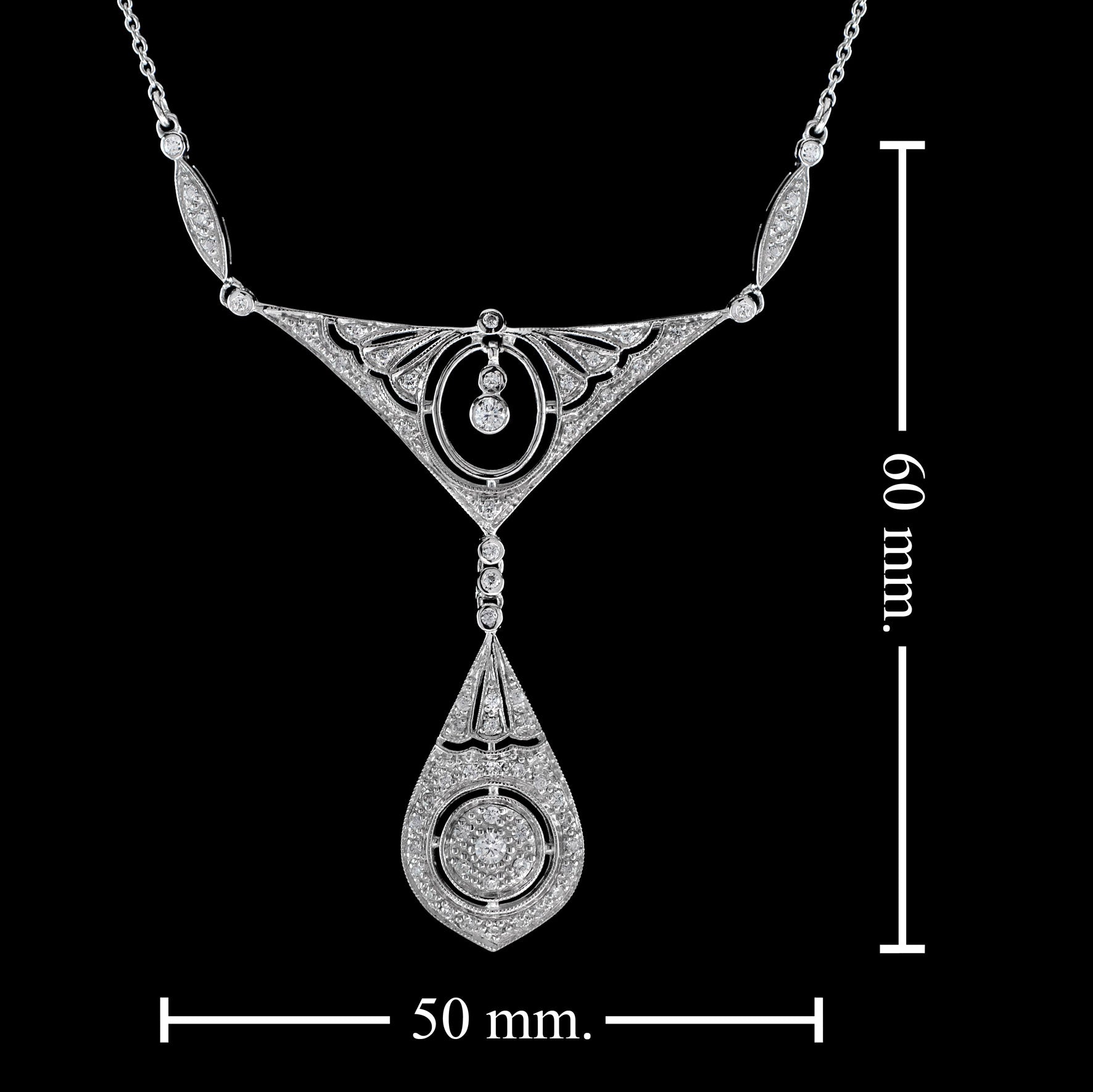 Diamond Cluster Drop Pendant Necklace in 18ct White Gold
