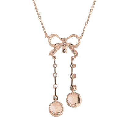 Edwardian Style Morganite and Diamond Negligee Necklace in Rose Gold