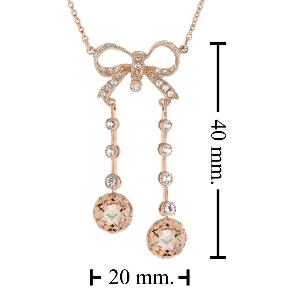 Edwardian Style Morganite and Diamond Negligee Necklace in Rose Gold