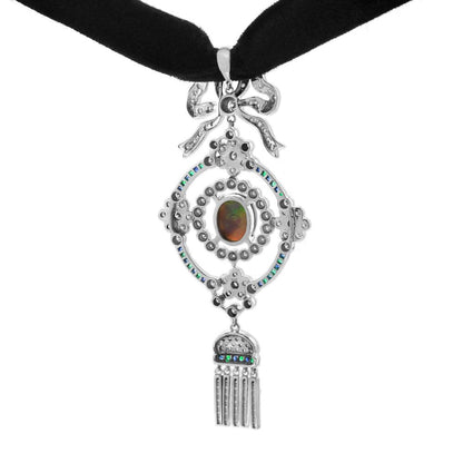 Black Opal Emerald Sapphire and Diamond Choker Necklace