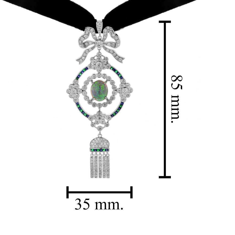 Black Opal Emerald Sapphire and Diamond Choker Necklace