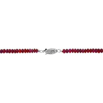 Edwardian Style 3.24ct Ethiopian Opal Ruby Emerald and Diamond Pendant on Ruby Bead Necklace