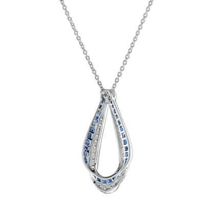 2ct Sapphire and Diamond Ribbon Cluster Pendant Necklace