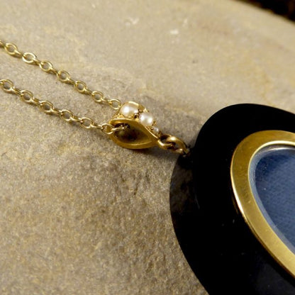 Antique Victorian Onyx & Pearl Locket Pendant