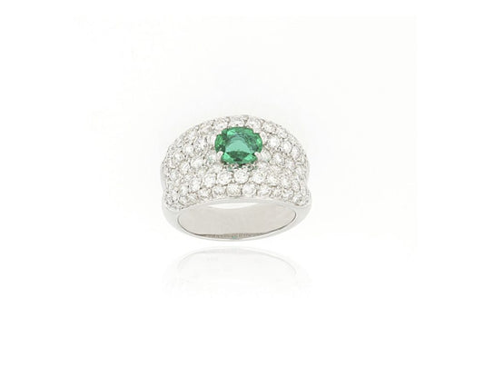 Fine Emerald and Diamond Dress Ring, 18ct White Gold