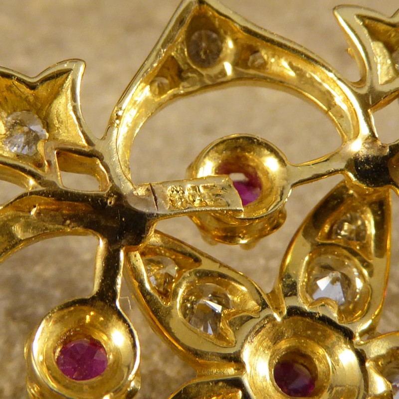 Vintage Ruby & Diamond Flower Detail Pendant