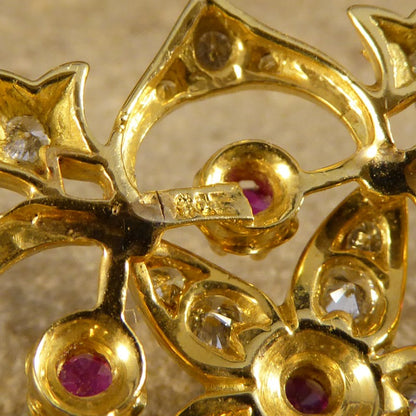 Vintage Ruby & Diamond Flower Detail Pendant