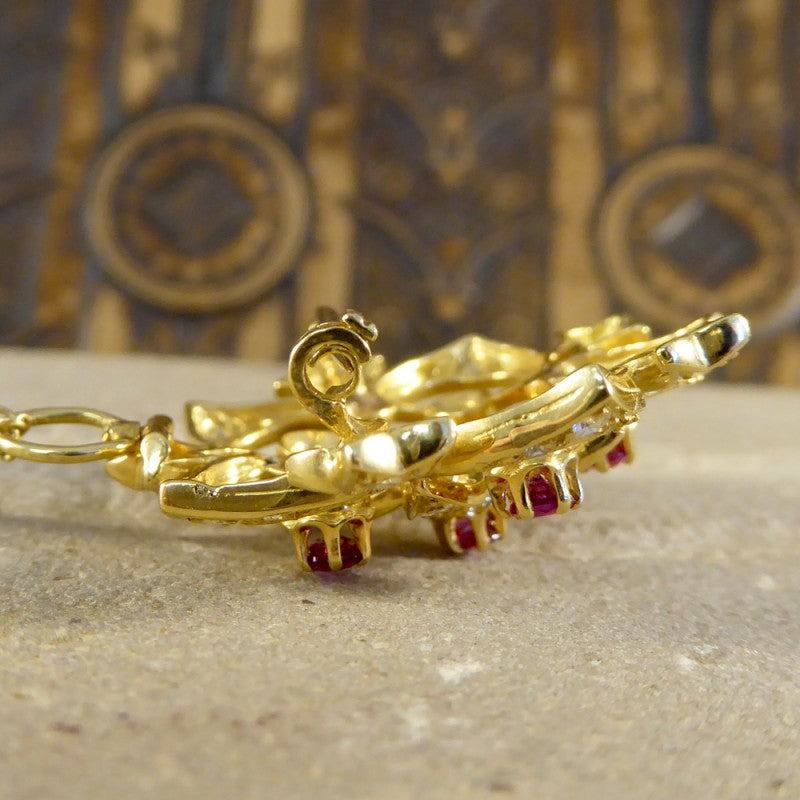 Vintage Ruby & Diamond Flower Detail Pendant