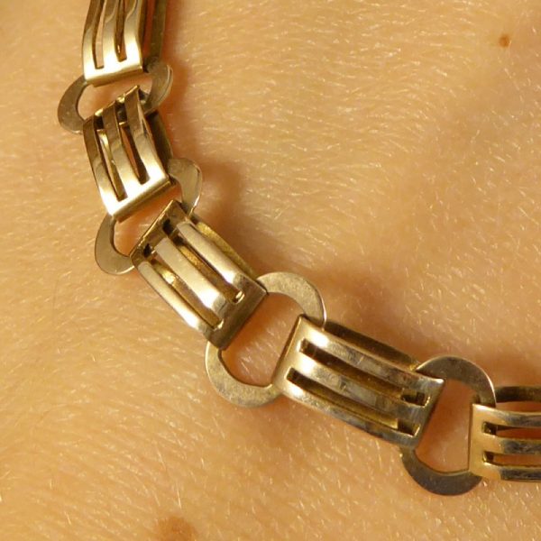 Antique Edwardian Fancy Link Double Clasp Gold Necklace