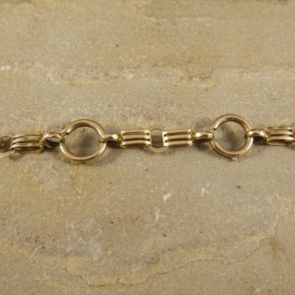 Antique Edwardian Fancy Link Double Clasp Gold Necklace