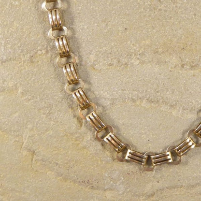 Antique Edwardian Fancy Link Double Clasp Gold Necklace