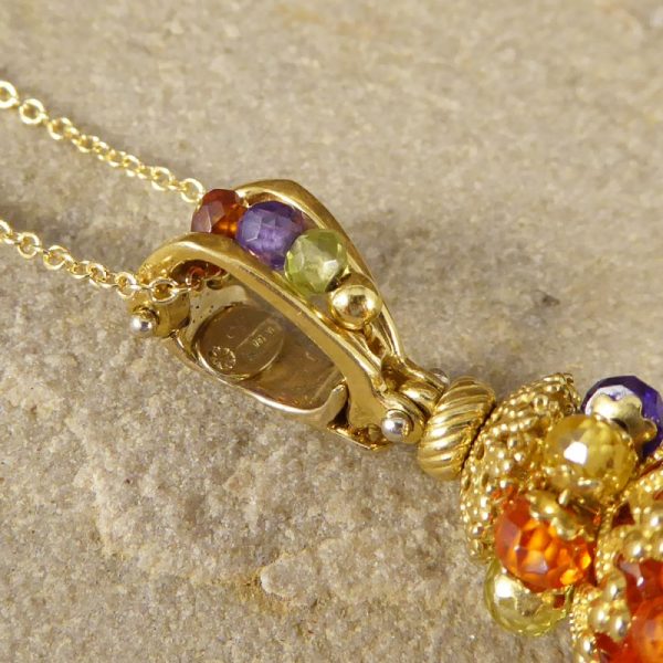 Multi Gem Set Drop Pendant