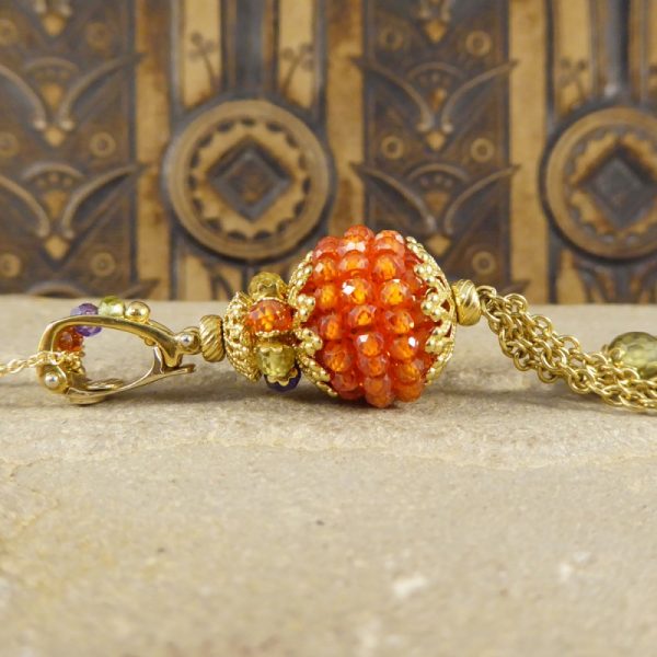 Multi Gem Set Drop Pendant