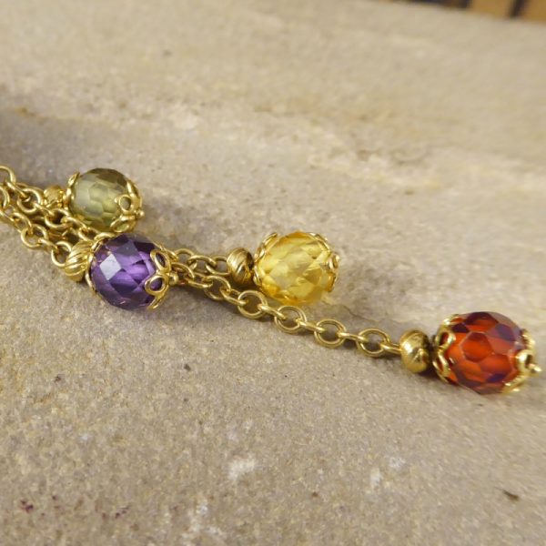 Multi Gem Set Drop Pendant