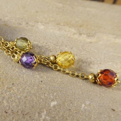 Multi Gem Set Drop Pendant