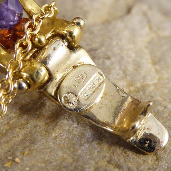 Multi Gem Set Drop Pendant