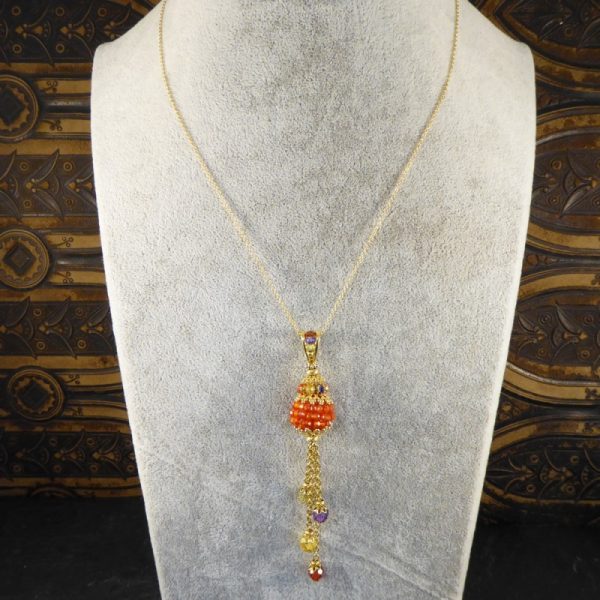 Multi Gem Set Drop Pendant