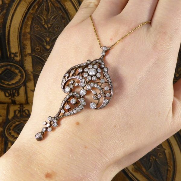 Edwardian Style 1.50ct Brilliant Cut Diamond Drop Necklace