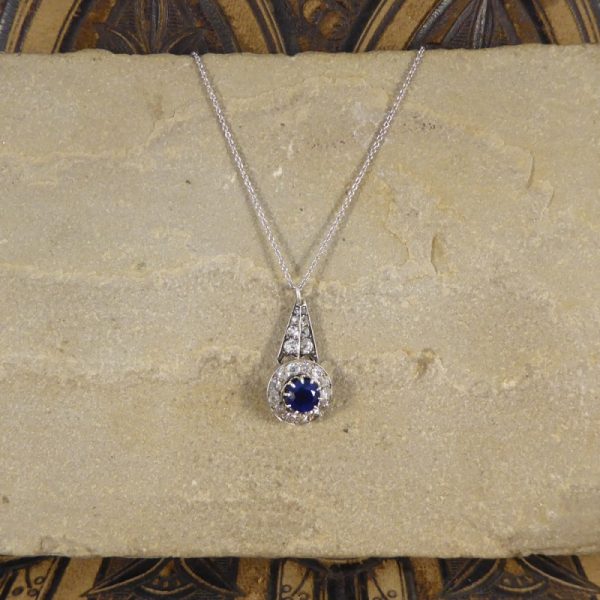 Antique Victorian Sapphire and Diamond Drop Pendant