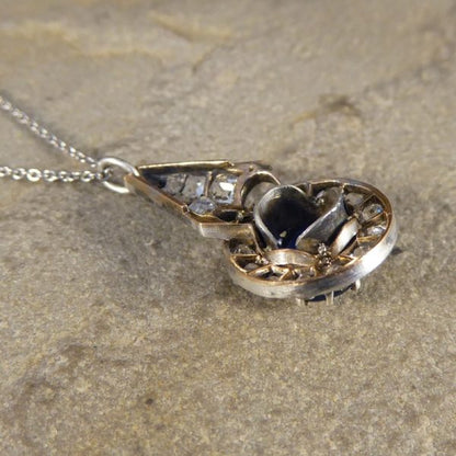 Antique Victorian Sapphire and Diamond Drop Pendant
