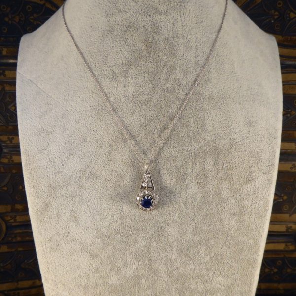 Antique Victorian Sapphire and Diamond Drop Pendant