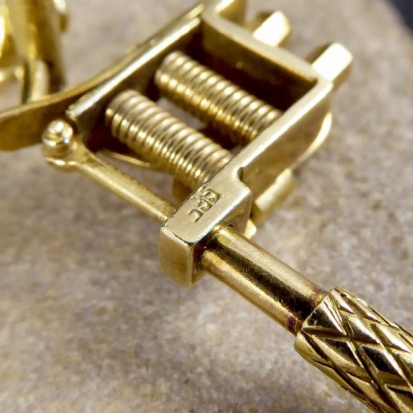 Vintage Gold Tatoo Ink Gun on Long Yellow Gold Box Chain