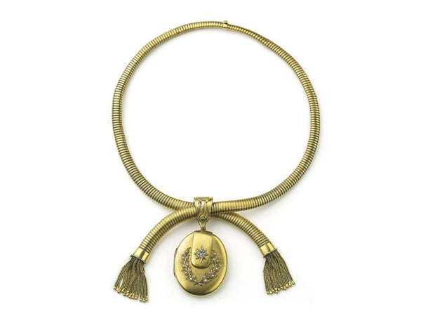 Antique Victorian Gaspipe Necklace with Locket