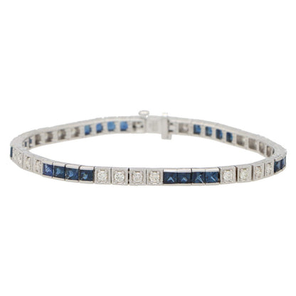 Modern 4.43ct Sapphire and Diamond Line Tennis Bracelet