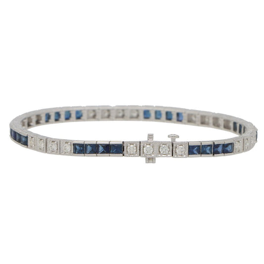 Modern 4.43ct Sapphire and Diamond Line Tennis Bracelet