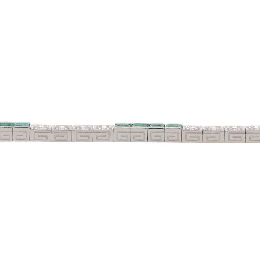 Modern Emerald and Diamond Line Tennis Bracelet