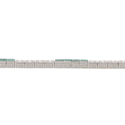 Modern Emerald and Diamond Line Tennis Bracelet