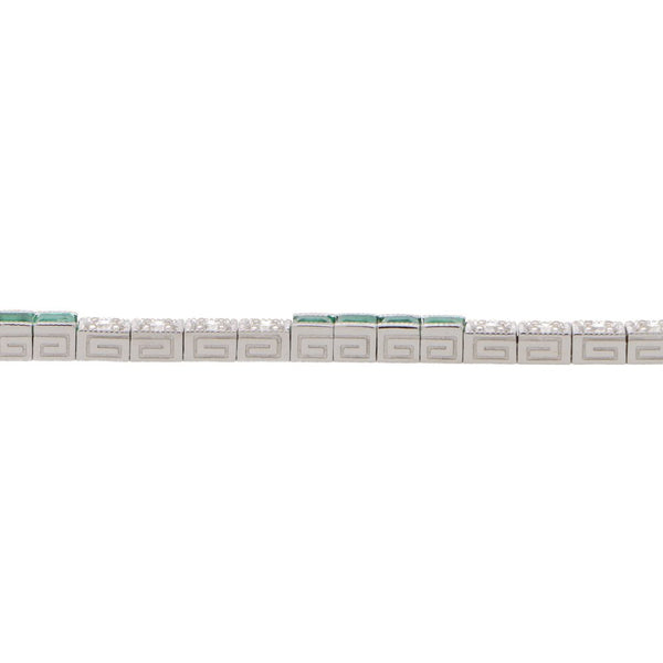 Modern Emerald and Diamond Line Tennis Bracelet