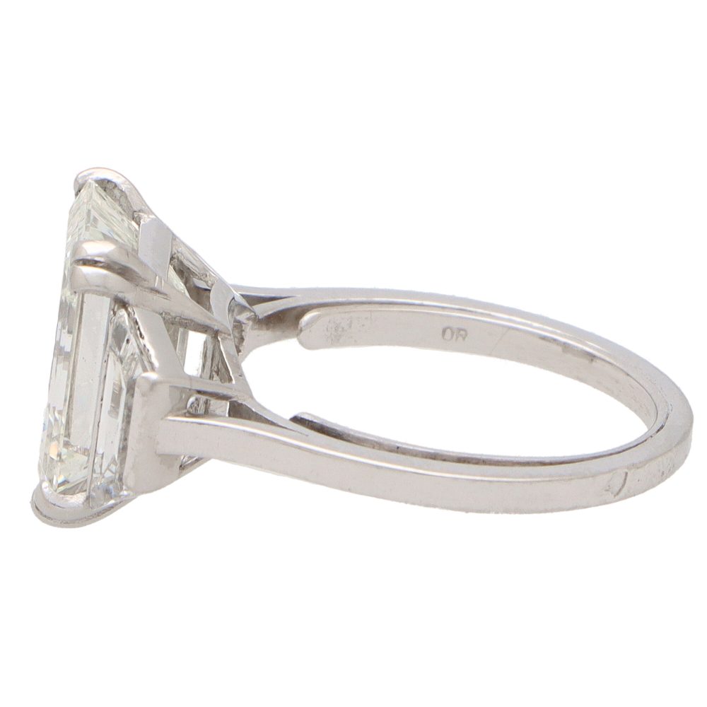 GIA Certified 4.93 Carat Emerald Cut Diamond Ring In Platinum
