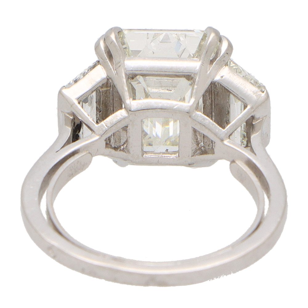 GIA Certified 4.93 Carat Emerald Cut Diamond Ring In Platinum