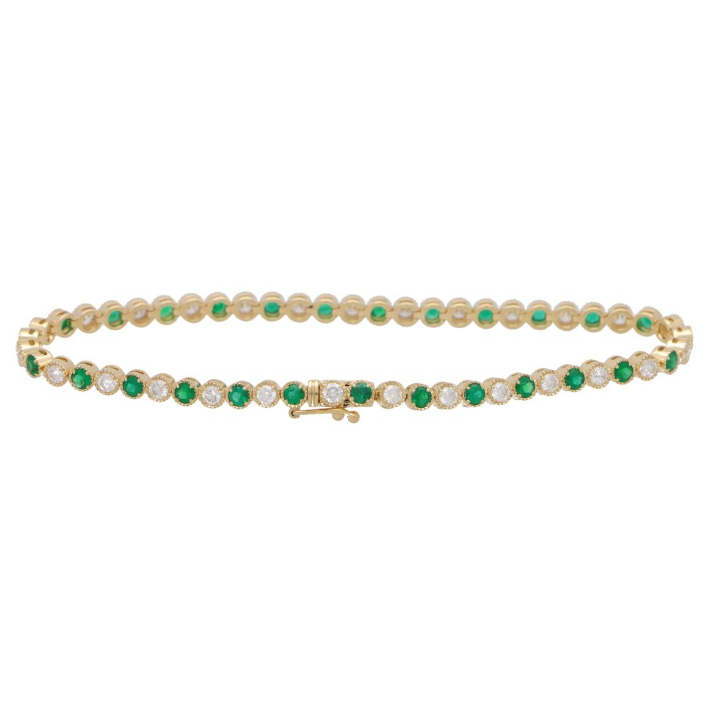 Emerald and Diamond Line Bracelet, 2.74ct