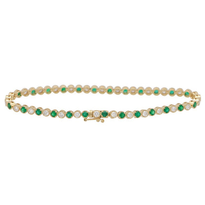 Emerald and Diamond Line Bracelet, 2.74ct