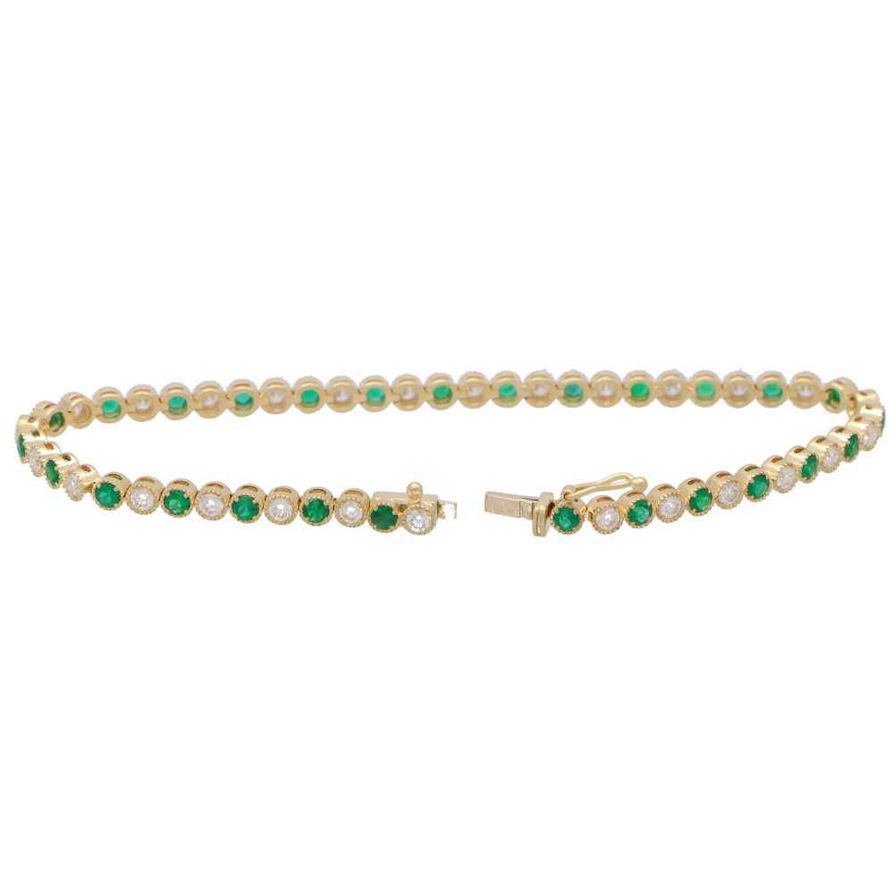 Emerald and Diamond Line Bracelet, 2.74ct