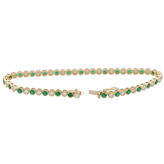 Emerald and Diamond Line Bracelet, 2.74ct