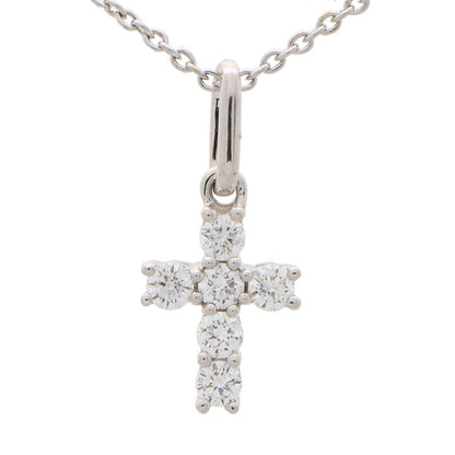 Modern Diamond Cross Pendant in 18ct White Gold