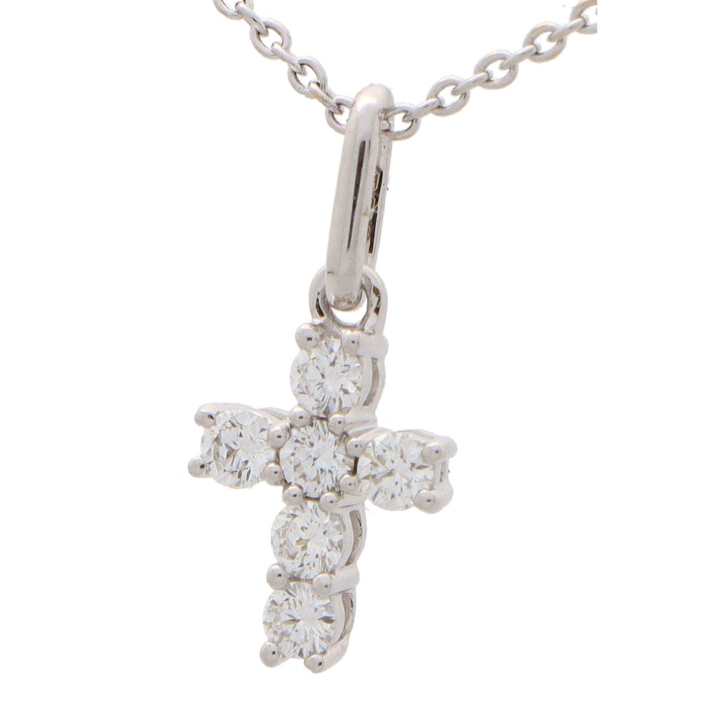 Modern Diamond Cross Pendant in 18ct White Gold