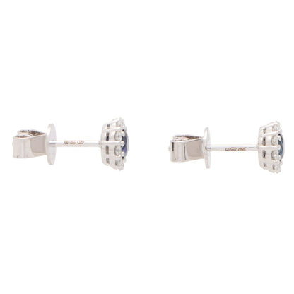 Sapphire and Diamond Cluster Stud Earrings, 0.61 carats