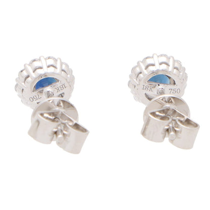 Sapphire and Diamond Cluster Stud Earrings, 0.61 carats
