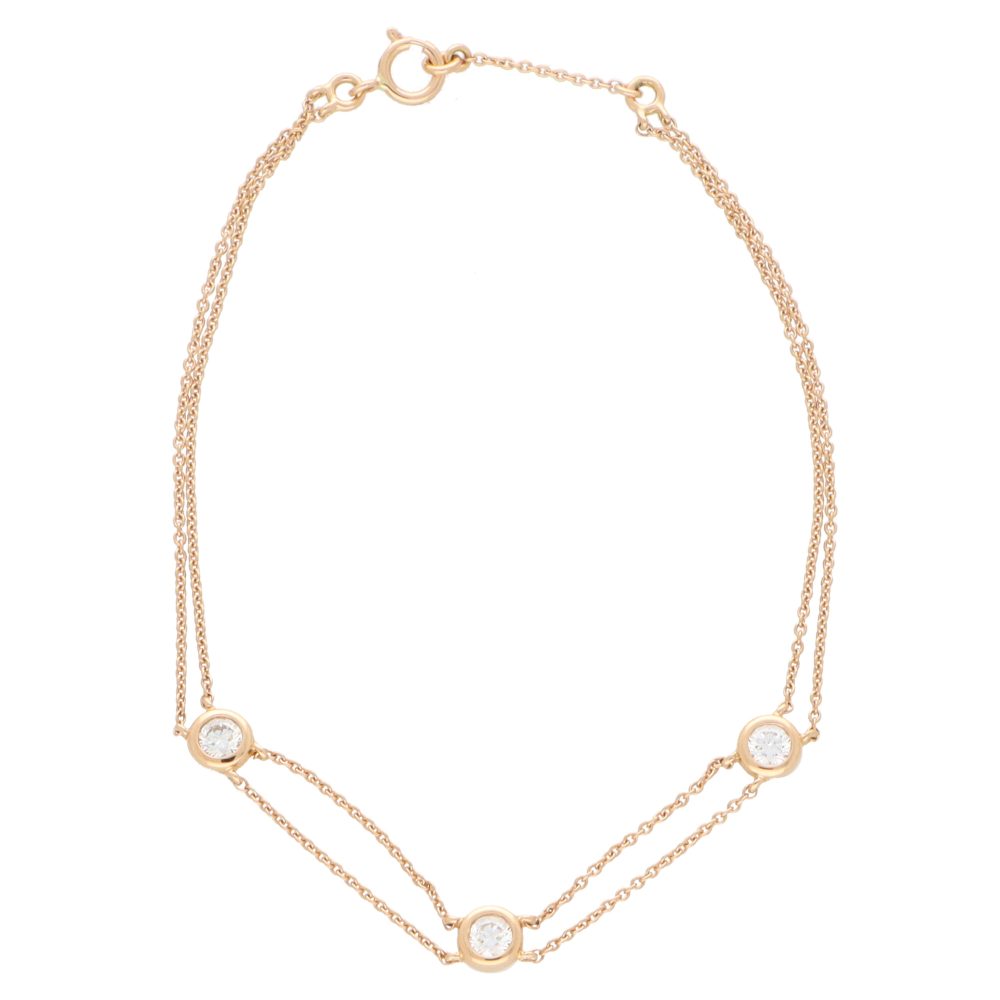 Three Stone Diamond Chain Bracelet in 18ct Rose Gold