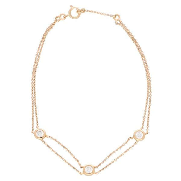 Three Stone Diamond Chain Bracelet in 18ct Rose Gold
