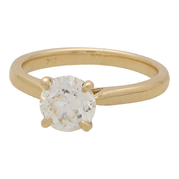 Vintage Old European Cut Diamond Solitaire 18K Ring