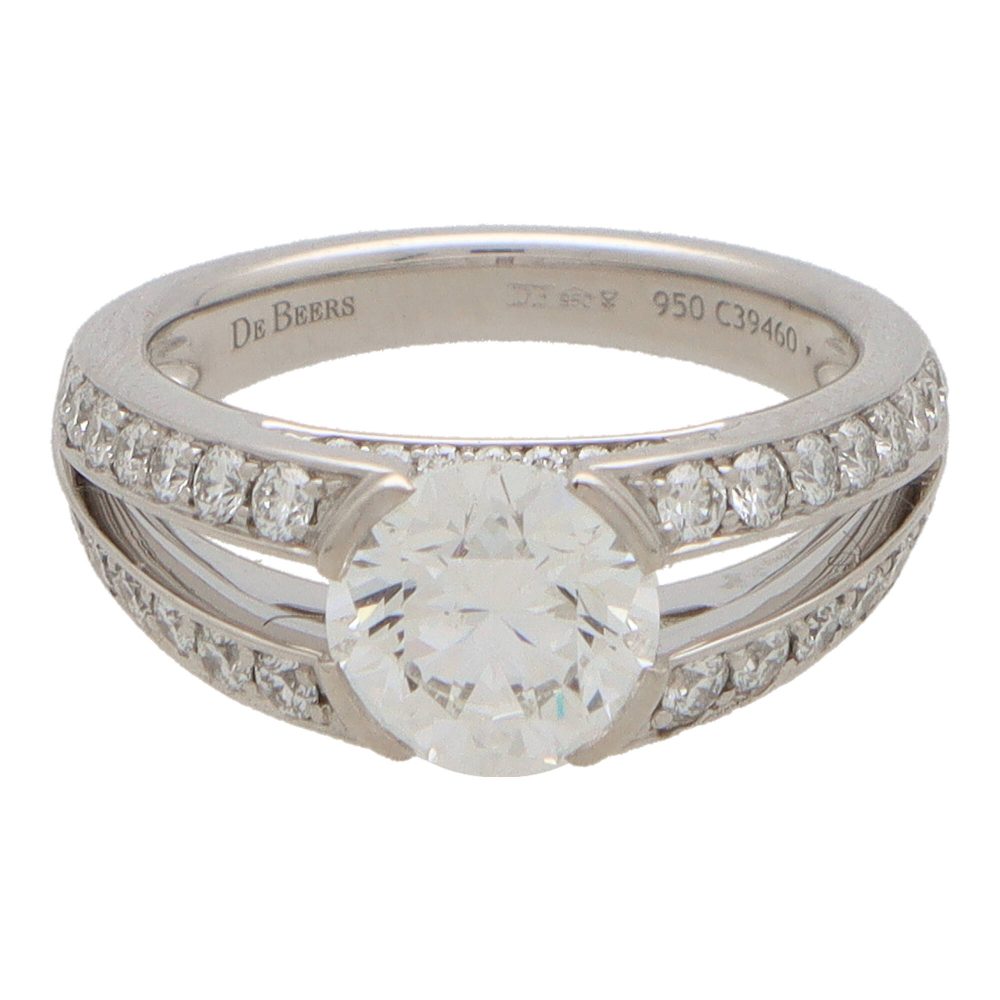 De Beers Vintage GIA Certified Annabel Diamond Platinum Ring