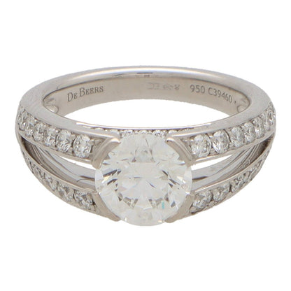 De Beers Vintage GIA Certified Annabel Diamond Platinum Ring